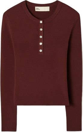 Tory Burch ribbed henley top - Red