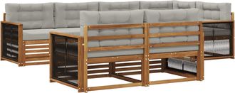 vidaXL Conjunto De Sof&aacute;s De Exterior 7 Uds. Natural Y Gris Claro Vidaxl
