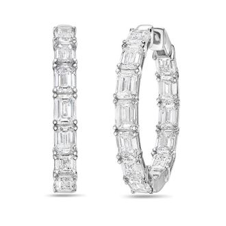 Diana M. Jewels 14kt white gold 7.65cts lab grown emerald cut diamond inside-out hoops