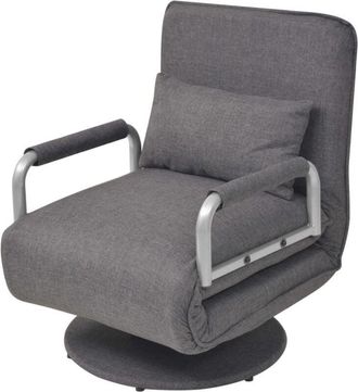 vidaXL Silla giratoria y sofá cama tela gris oscuro vidaXL
