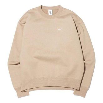 Nike Mens Nike Logo Printing Pattern Round Neck Pullover Long Sleeves Khaki DA0318-247