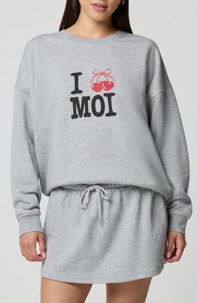 Florence By Mills Cozy Crush Graphic Sweatshirt in Heather Grey/Cherry at Nordstrom, Size Xx-Small