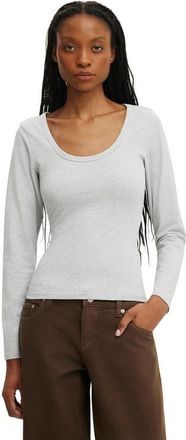 Cotton On Womens Everyday Smooth Scoop Neck Long Sleeve in Grey Marle at Nordstrom, Size X-Small