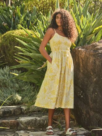 Fat Face FatFace Emmy Yellow Stitch Leaves Regular Midi Dresses