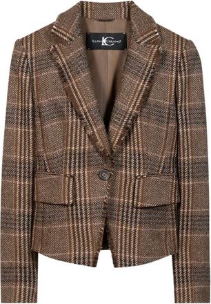 Luisa Cerano Gedessineerde Blazer met &eacute;&eacute;n knoop - Dames - Blazers - Bruin - M - Wol - Jassen
