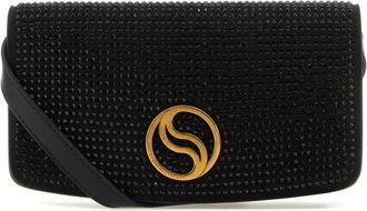 Stella McCartney S-Wave Crystal Hotfix Wallet on Strap - Dames - Schoudertassen - Zwart - ONE Size - Polyester - Tassen