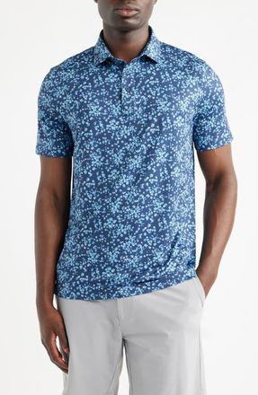 G/Fore Ditsy Floral Tech Jersey Golf Polo in Azul at Nordstrom, Size Xx-Large