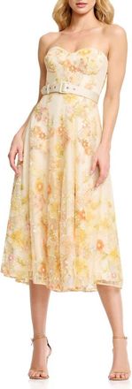 Dress The Population Mabel Strapless Floral Party Dress in Ivory Multi at Nordstrom, Size Xx-Large