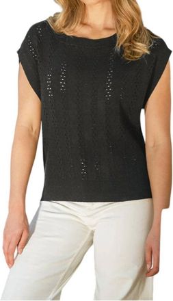 Red Haute Oversized Pointelle Tee In Black