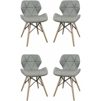 Milani Home Set Di 4 Sedie Da Cucina Moderna Di Design In Ecopelle Di Design Similpelle Stile Moderno Gambe In Legno Per Sala Da Pranzo, Cm 41x49x71 H