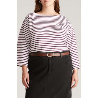 Universal Standard Montauk Breton Stripe Top in White/Gamay at Nordstrom, Size Xl