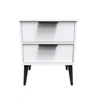 Welcome Furniture Helsinki Ready Assembled Bedside Table with 2 Drawers - White Matt - Welcome Furniture | TJ Hughes