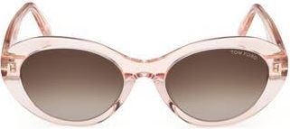 Tom Ford 53mm Oval Sunglasses in Shiny Pink /Gradient Brown at Nordstrom Rack