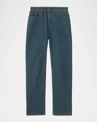 Burberry Dalia Check Pocket Straight-Leg Denim Pants