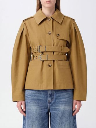 Ganni Trench corto in cotone idrorepellente con cintura in vita