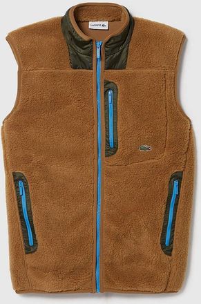 Lacoste Mens Mens Sherpa Fleece Vest - Sherpa Fleece Gilet - Brown - Size: 42/Regular