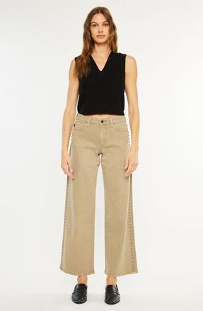 Kancan Ellie Mid Rise Wide Leg Jeans in Tan Wash at Nordstrom, Size 30