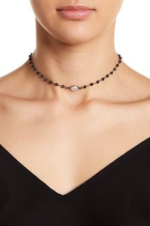 Adornia Sterling Silver Moonstone & Black Spinel Beaded Choker Necklace at Nordstrom Rack