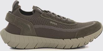 HUGO BOSS Motion Knit and Suede Sneakers with Rubber Sole