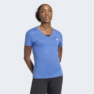 adidas T-Shirt ADIDAS PERFORMANCE ADIDAS WORKOUT ESSENTIALS MIT V-AUSSCHNITT, Damen, Gr. XL, ray blau, Obermaterial: 93% Polyester, 7% Elasthan, V-Ausschnitt