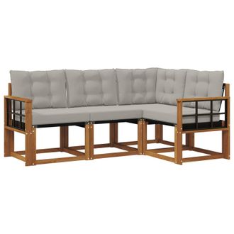 vidaXL Conjunto De Sof&aacute;s De Exterior 4 Pcs Gris Natural Y Claro Vidaxl