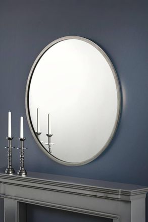 Julian Bowen Octave Round Wall Mirror in Silver