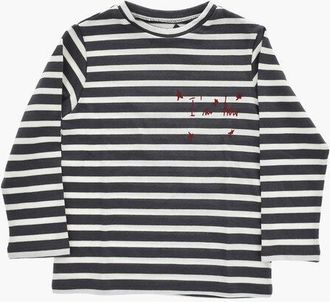 Douuod Long-Sleeve Crewneck T-Shirt with Two-Tone Stripes size 12 Y
