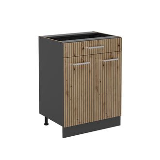 Vicco Mueble Bajo De Cocina R-line, Roble Artesanal, 60 Cm Con Caj&oacute;n, Sin Encimera Vicco
