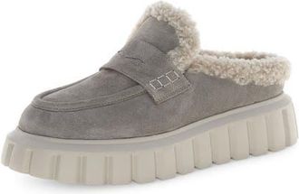Voile Blanche Grenelle Genuine Shearling Platform Mule in Pebble Grey at Nordstrom, Size 12Us