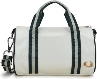 Fred Perry Mini Barrel Tas Ecru Night Green - unisex - Handtassen - Beige - ONE Size - Polyester - Tassen