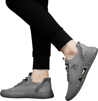 Generic Black Canvas Slip On Shoes Men - Mens Casual Trainer Style Shoes Size 9 Uk Breathable Shoe One Kick Shallow Mouth Round Head Flat Trainer Stitching Ru