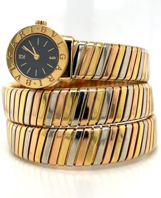 Bulgari Pre-owned Bvlgari Serpenti Tubogas Black Dial Ladies Watch BB 19 1T