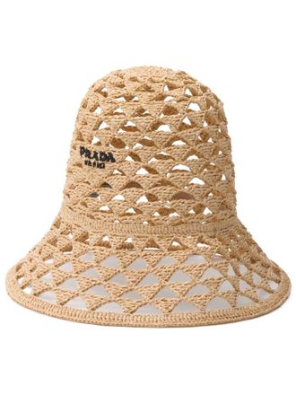 Prada Cappello bucket con ricamo - Toni neutri