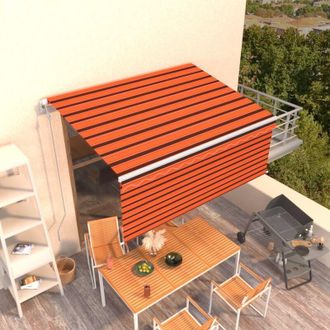 vidaXL Vidaxl - Toldo Retr&aacute;ctil Autom&aacute;tico Con Persiana Naranja Y Marr&oacute;n 3x2,5m
