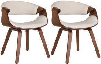 Clp Clp - Set De 2 Sillas De Comedor Foley Roble / Crema Simil Cuero