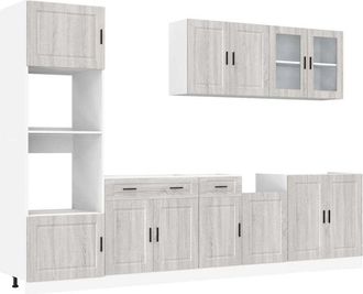 vidaXL Vidaxl - Mueble cocina Kalmar sonoma gris 7 pzas madera contrachapada