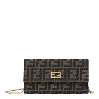 Fendi Tassen, Dames, Bruin, ONE Size, Leer, Tube Continental Met Ketting