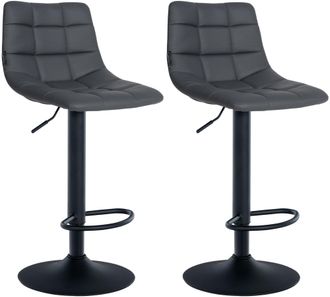 Clp Juego De 2 Taburetes De Bar Jerry En Polipiel Gris Negro