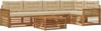 vidaXL Conjunto De Sof&aacute;s De Exterior 6 Uds. Natural Y Beige Vidaxl