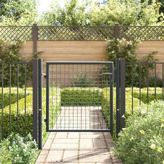 Berkfield Home Mesh Garden Gate Galvanised Steel 100x125 cm Grey