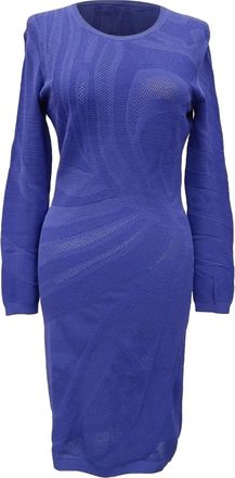 Versace Midi Dress in Blue Polyester