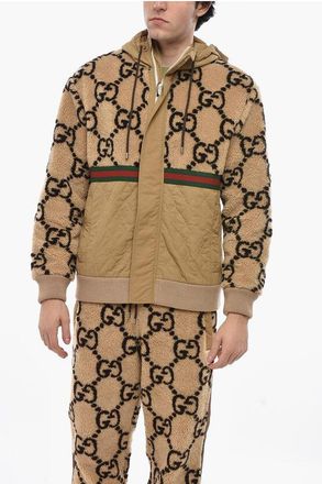 Gucci Giubbotto JUMBO GG con Cappuccio e Inserti in Pile taglia M
