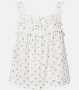 D&ocirc;en D&ocirc;en Fidella floral lace-trimmed cotton top