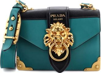 Prada Animalier Cahier Leather Small crossbody bag - Groen