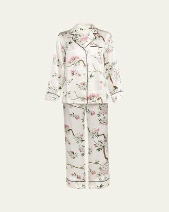 Olivia Von Halle Lila Ana Blossom-Print Silk Satin Pajama Set