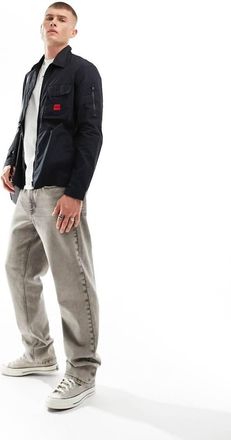 HUGO BOSS HUGO Emmond zip thru overshirt in black