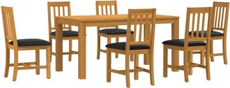 vidaXL Conjunto De Comedor 7 Uds. Negro Madera De Roble S&oacute;lido Vidaxl