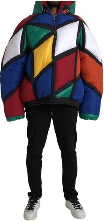 Dolce & Gabbana Geometric Patchwork Puffer Jacket - Heren - Winterjassen - Veelkleurig - XL - Leer - Jassen
