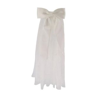 Self Portrait Satin Bow Embellished Veil - female - Self Portrait - Accessories - White - ONE SIZE - Accessories