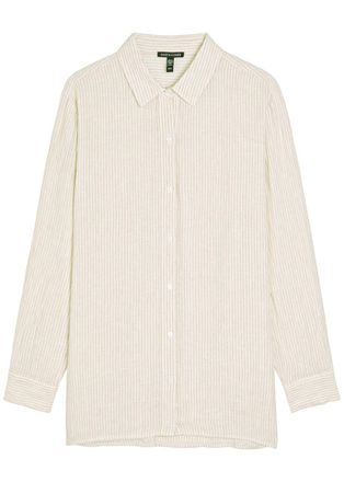 Eileen Fisher Eileen Fisher Striped Linen Shirt - Off White - L (UK 18-20 / XL)